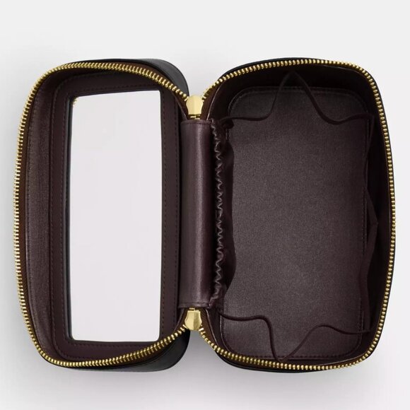 NWT Coach Top-Handle Cosmetic Bag/Case In Signature Canvas & Leather - Picture 12 of 16